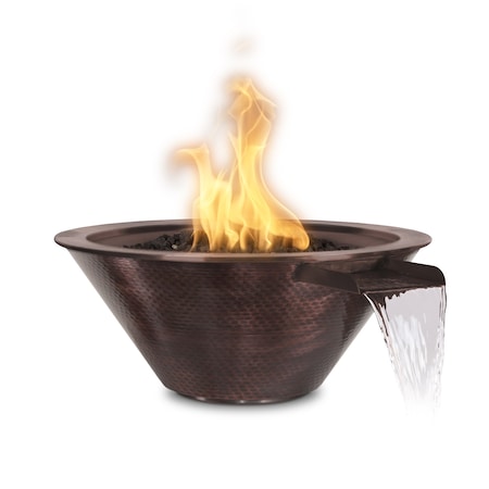 The Outdoor Plus 24 Round Cazo Fire & Water Bowl - Copper - Match Lit with Flame Sense - Natural Gas OPT-101-24NWCBFSML-NG